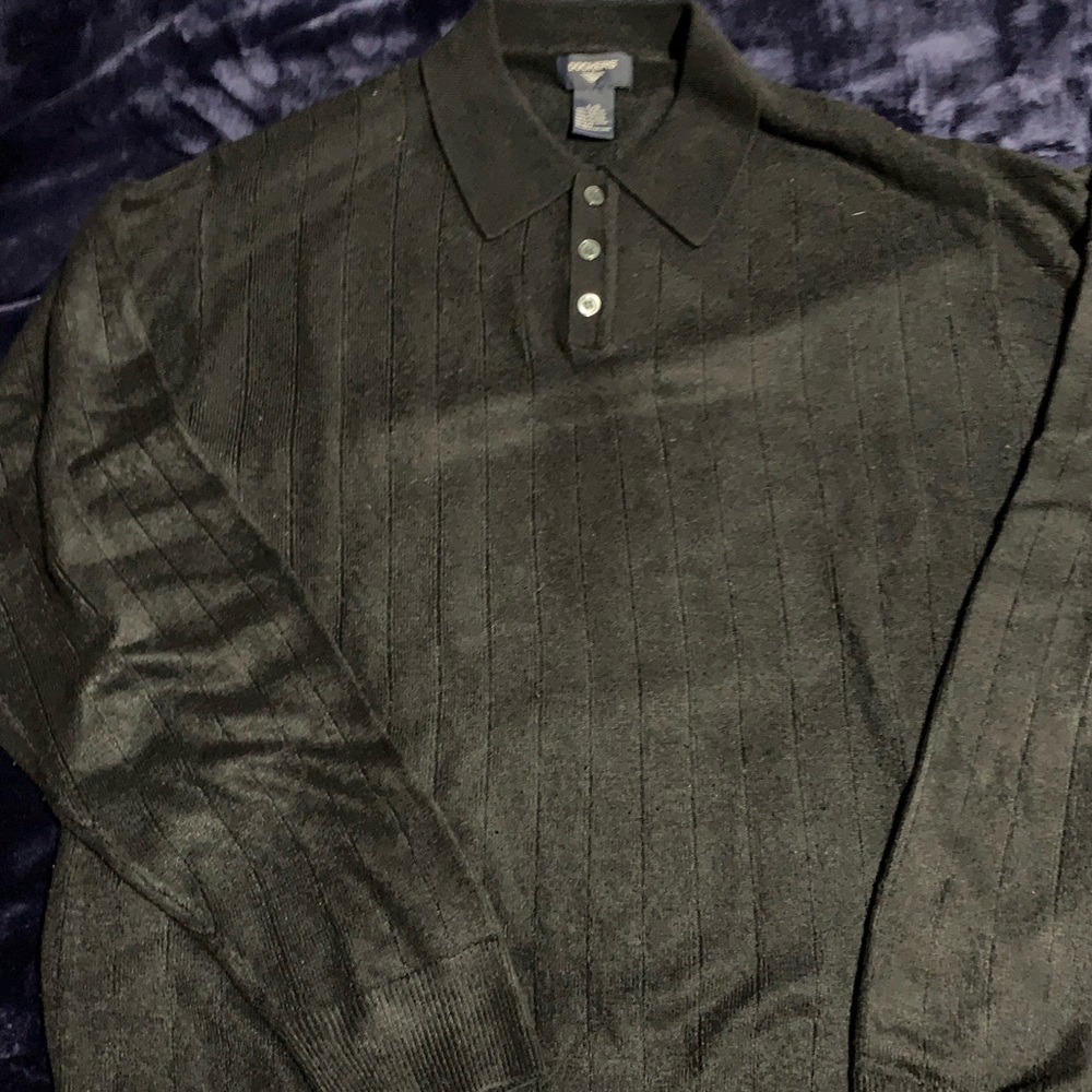 Docker’s Black Long Sleeve Polo Sweater. Large